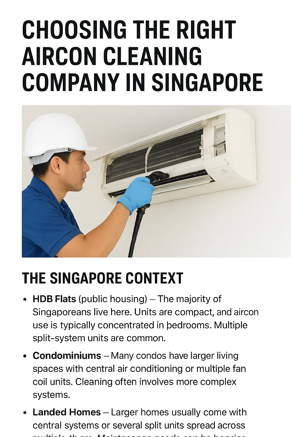 Choosing the Right Aircon Cleaning Company in Singapore